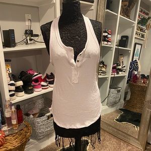 NWT white free people henley lose fit tank top racerback ribbed
